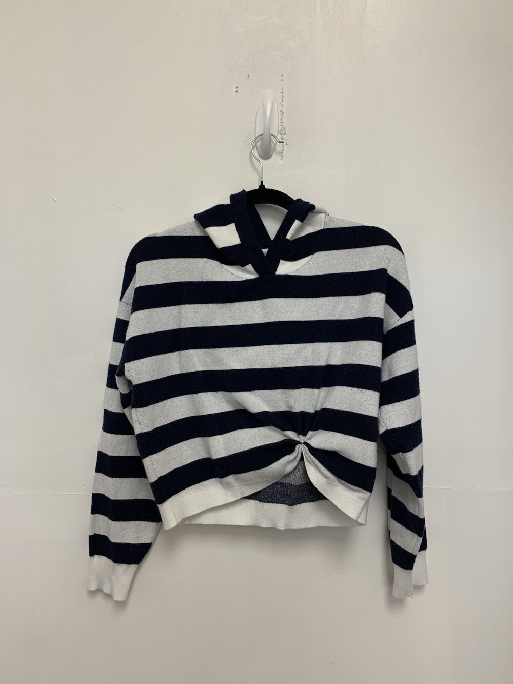 Anthropologie Striped Cinched Cropped Hoodie Size Medium